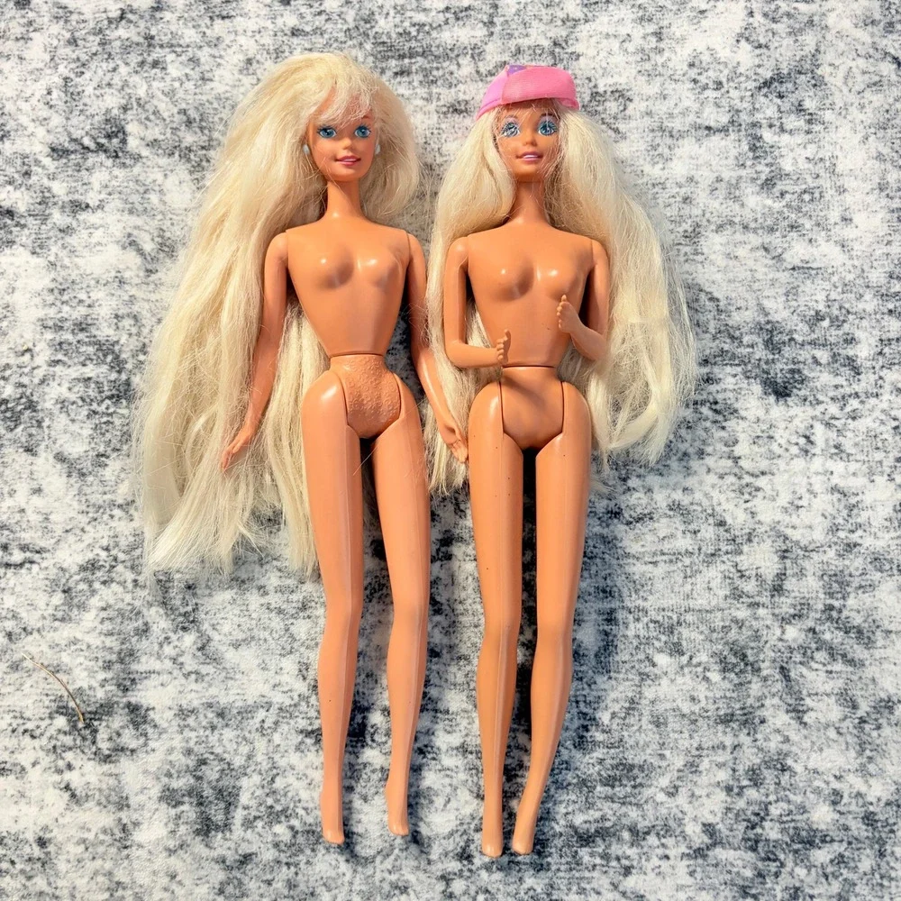 Mattel Vintage 1992 Caboodles Barbie and Extra Doll Lot Blonde 90s Toys Retro